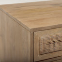 Grier Light Brown Wood w Cane End Table - Default Title