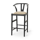 Trixie Black Wood Frame w Dark Taupe Fabric Seat Bar Stool - Default Title