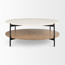 Larkin Marble Top w Brown Wood Shelf Round Coffee Table - Default Title