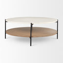 Larkin Marble Top w Brown Wood Shelf Round Coffee Table - Default Title