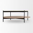 Larkin Marble Top w Brown Wood Shelf Round Coffee Table - Default Title