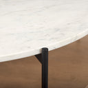 Larkin Marble Top w Brown Wood Shelf Round Coffee Table - Default Title