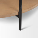 Larkin Marble Top w Brown Wood Shelf Round Coffee Table - Default Title