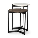 Larkin Marble Dark Brown Wood Tabletop Nesting EndSide Tables - Default Title