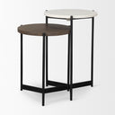 Larkin Marble Dark Brown Wood Tabletop Nesting EndSide Tables - Default Title
