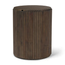 Terra 18L x 18W x 22H Dark Brown Wood Fluted Round Side Table - Default Title