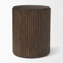 Terra 18L x 18W x 22H Dark Brown Wood Fluted Round Side Table - Default Title
