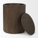 Terra 18L x 18W x 22H Dark Brown Wood Fluted Round Side Table - Default Title