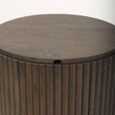 Terra 18L x 18W x 22H Dark Brown Wood Fluted Round Side Table - Default Title