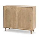 Tucker Light Brown Wood w Carved Arch Pattern 2 Door Accent Cabinet - Default Title