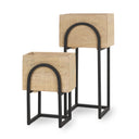 Jadine Set of 2 Beige Wood w Black Metal Arch Frames - Default Title