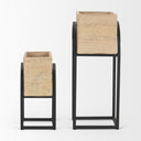 Jadine Set of 2 Beige Wood w Black Metal Arch Frames - Default Title