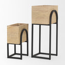 Jadine Set of 2 Beige Wood w Black Metal Arch Frames - Default Title