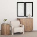 Terra 18L x 18W x 22H Light Brown Wood Fluted Round Side Table - Default Title