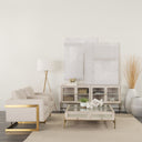 Arelius 42 Square Glass-Top White Wood w Gold Metal Base Display Coffee Table - Default Title