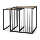 Miles Black Metal w Light Wood Nesting EndSide Table - Default Title