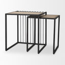 Miles Black Metal w Light Wood Nesting EndSide Table - Default Title