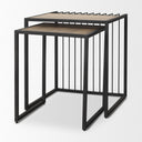 Miles Black Metal w Light Wood Nesting EndSide Table - Default Title