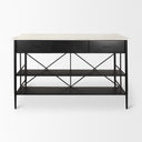 Amika White Marble Top Black Metal Base Kitchen Island - Default Title