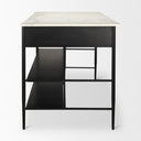 Amika White Marble Top Black Metal Base Kitchen Island - Default Title