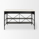 Amika White Marble Top Black Metal Base Kitchen Island - Default Title