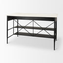 Amika White Marble Top Black Metal Base Kitchen Island - Default Title