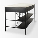 Amika White Marble Top Black Metal Base Kitchen Island - Default Title