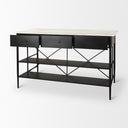 Amika White Marble Top Black Metal Base Kitchen Island - Default Title