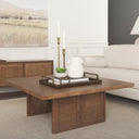 Grier 42 Square Medium Brown Solid Wood w Cane Coffee Table - Default Title