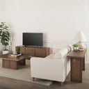 Grier 65 Medium Brown Solid Wood w Cane Console Table - Default Title