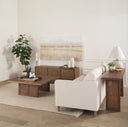 Grier 65 Medium Brown Solid Wood w Cane Console Table - Default Title
