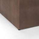 Minara 36 Square Brown Leather Wrapped wWood Base Ottoman - Default Title
