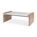 Athens 480L x 280W x 160H Light Brown Wood and White Marble Coffee Table - Default Title