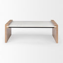 Athens 480L x 280W x 160H Light Brown Wood and White Marble Coffee Table - Default Title