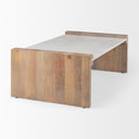 Athens 480L x 280W x 160H Light Brown Wood and White Marble Coffee Table - Default Title
