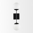 Edie Matte Black Metal w Frosted Glass Globes 2-Light Wall Sconce - Default Title