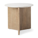 Enzo Marble Tabletop w Fluted Light Wood Base Foyer Accent Table - Default Title