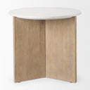Enzo Marble Tabletop w Fluted Light Wood Base Foyer Accent Table - Default Title