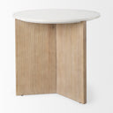 Enzo Marble Tabletop w Fluted Light Wood Base Foyer Accent Table - Default Title