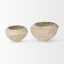 Sonu Set of 2 Beige Paper Mache Half-Pot Bowls - Default Title