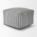 Kensie Large Blue Striped Pouf - Default Title
