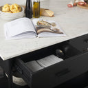 Amika White Marble Top Black Metal Base Kitchen Island - Default Title