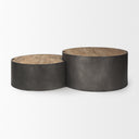 Eclipse Gunmetal Gray Drum Base w Brown Wood Top Nested Coffee Table - Default Title