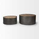 Eclipse Gunmetal Gray Drum Base w Brown Wood Top Nested Coffee Table - Default Title