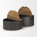 Eclipse Gunmetal Gray Drum Base w Brown Wood Top Nested Coffee Table - Default Title