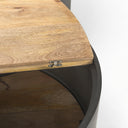 Eclipse Gunmetal Gray Drum Base w Brown Wood Top Nested Coffee Table - Default Title