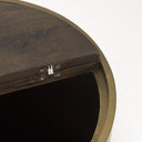 Eclipse Antique Brass Metal Drum Base w Dark Brown Wood Top EndSide Table - Default Title