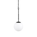 Edie Matte Black Metal w Frosted Glass Globe 1-Light Pendant - Default Title