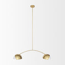 Cybill Brushed Brass w White Metal Shades 2-Light Chandelier - Default Title