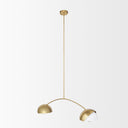 Cybill Brushed Brass w White Metal Shades 2-Light Chandelier - Default Title
